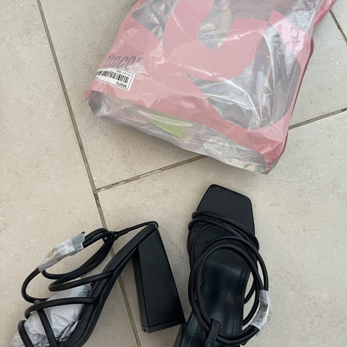 Black platform sandals, size 38