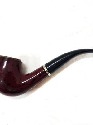 Vintage tobacco pipe used, wood and metal, 14 cm