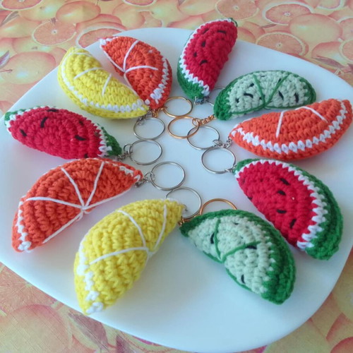 Handmade Crochet Fruit Keychain new