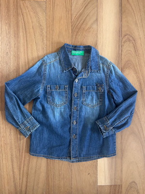 Benetton denim kids' shirt like new, blue, ages 3-4