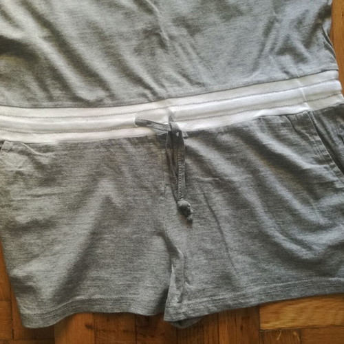 One-piece shorts jumpsuit strapless gray melange cotton like new