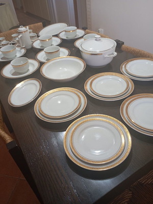 Complete 46-Piece Bulgarian Porcelain Dinner and Coffee Serving Set like new