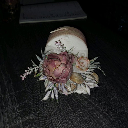 Decorative candle with flowers like new