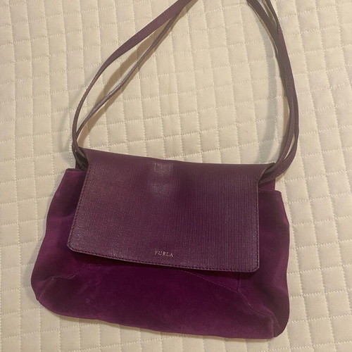 Furla shoulder bag purple like new leather and suede