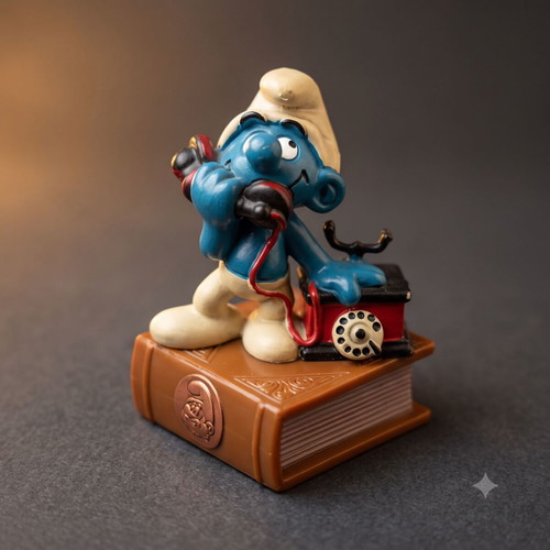 Smurf Peyo Figure with Phone and Box like new