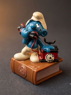 Smurf Peyo Figure with Phone and Box like new