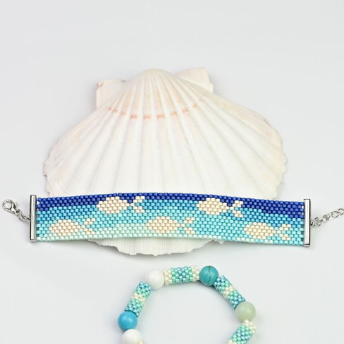Bracelet “More” handmade in blue and white