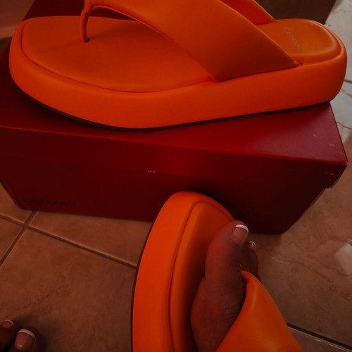 Carrano leather Brazilian platform sandals, orange