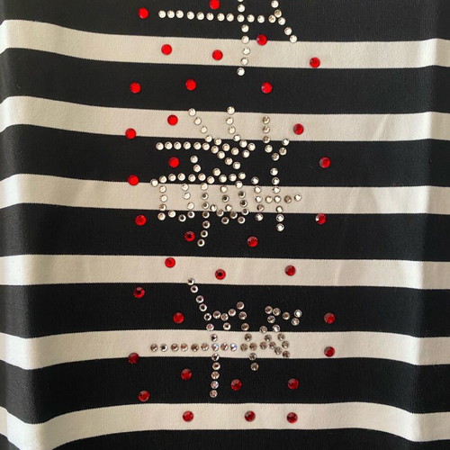 Vogue striped tank top used with crystals, black and white, size S