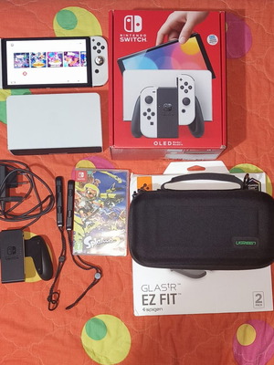 Nintendo Switch OLED White 2024 used with Splatoon 3 and extras