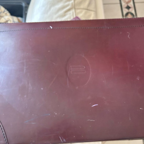 Vintage leather briefcase Infomecanica used, burgundy color