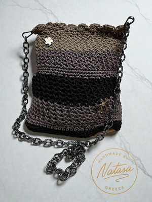 Handmade shoulder bag in gray and black shades, new