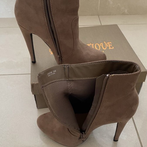 Leather ankle boots size 37, like new, brown, 12 cm heel