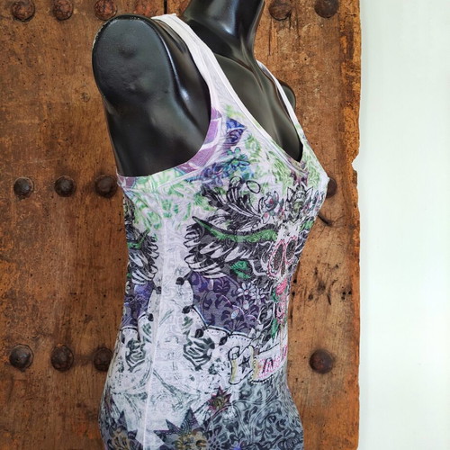 Vintage Y2K tattoo print maxi dress Ed Hardy style, like new