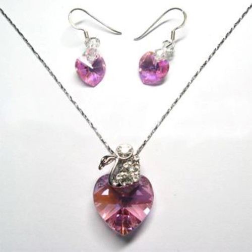 Swarovski silver necklace and earrings set new