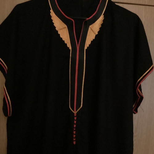Moroccan Kaftan Maxi black with gold and red embroidery like new
