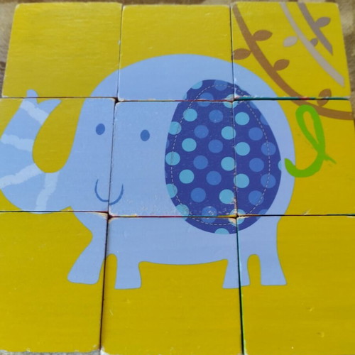 Puzzle with Cubes used, wild animals