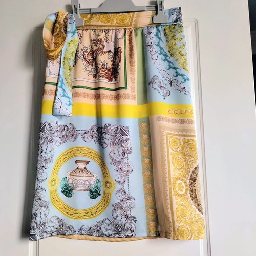 Wrap skirt satin elegant midi colorful, new condition