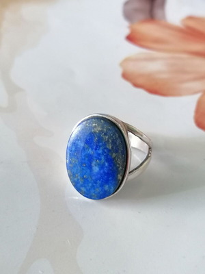 Silver 925 ring with lapis lazuli stone size 56.5 new