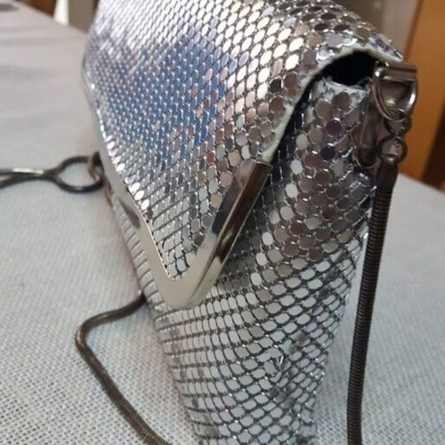 Vintage Clutch Bag 80s Used Metal Mesh