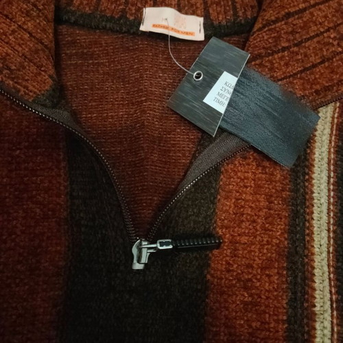 Men's sweater new, soft chenille, black multicolor, sizes M L