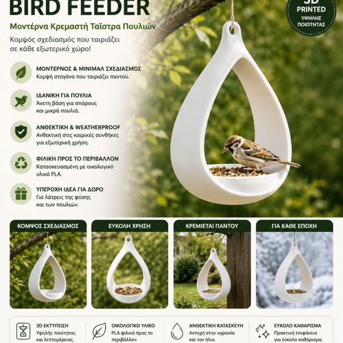3D Printed Bird Feeder modern minimalist, new