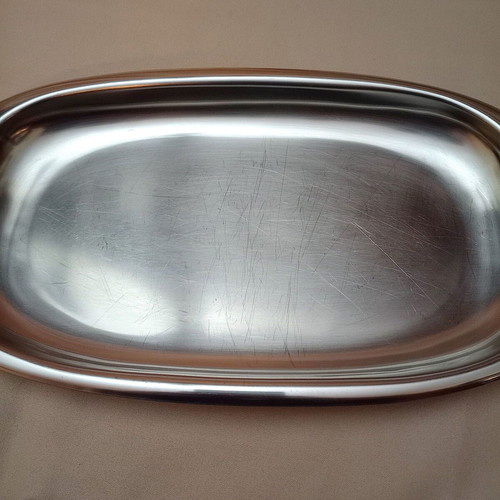 Stainless Steel Serving Trays used, set of 2, one Corona