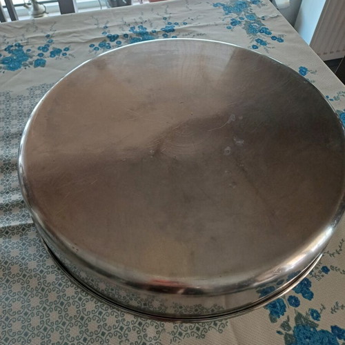 Stainless Steel Round Baking Tray 18/10 Large, like new, 39 cm diameter