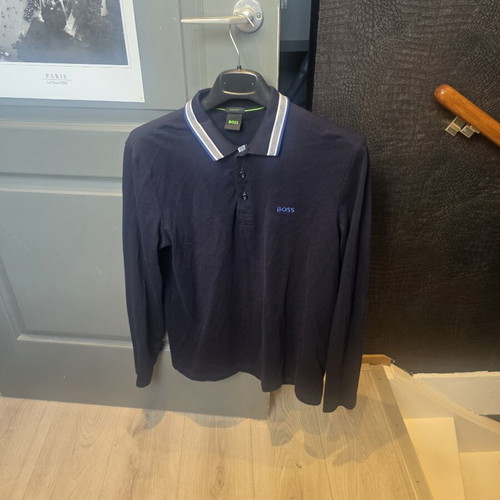 Boss long sleeve polo shirt, blue, size L, regular fit
