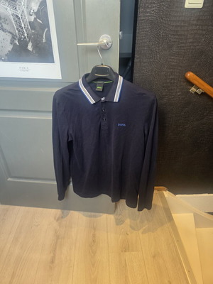 Boss long sleeve polo shirt, blue, size L, regular fit