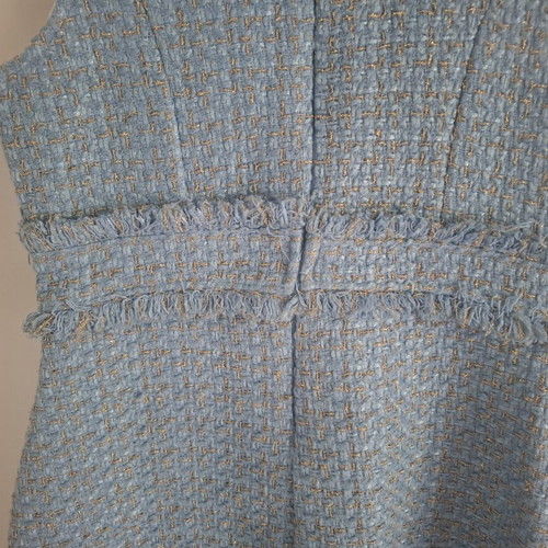 Tweed womens dress like new, light blue with gold details
