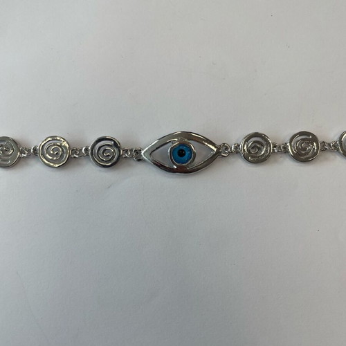 Evil Eye Bracelet with Ancient Greek Elements new, metal, blue and silver