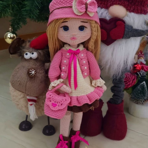Knitted doll new, handmade