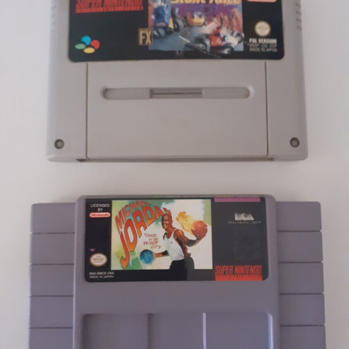 Stunt Race and Michael Jordan Super Nintendo games used, set of 2