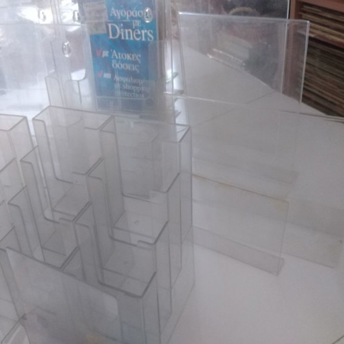 Plexiglass stands for prints and signs used, pack of 31 pieces