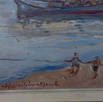 Θαλασσογραφία Ε. Κολοκοτρώνη-Μανιά σαν καινούργιο, ελαιογραφία 39x46