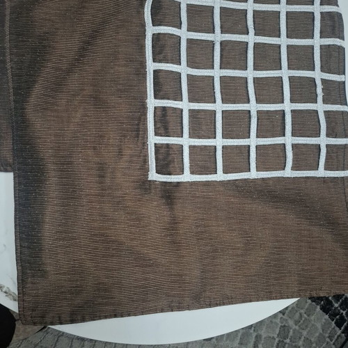 Decorative pillow covers set of 2 brown with embossed design and mesh