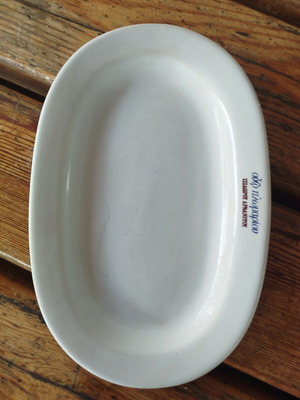 Small serving platter used with Ouzo Plomari logo 1970-80