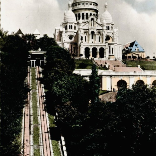 Vintage κάρτα 1905 RPPC Οίκος GANY τελεφερίκ Μονμάρτρης και Βασιλική Ιερής Καρδιάς καινούργιο