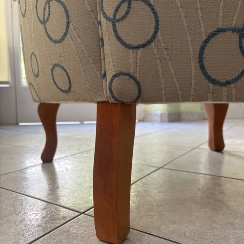 Vintage modern bergere armchair with wooden legs
