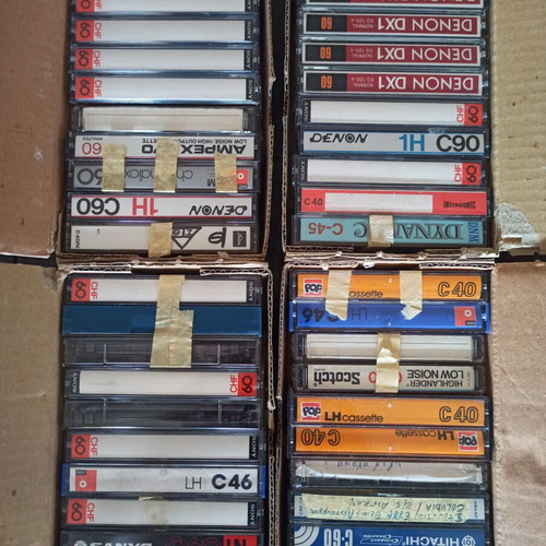 Cassette tapes used, pack of 74, recorded or for re-recording