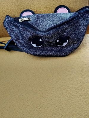 Aolina banana waist bag new, black and silver