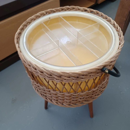 Vintage sewing basket with tripod used