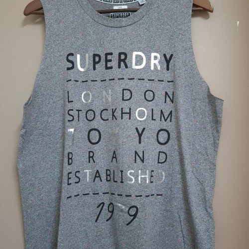 Superdry grey sleeveless T-shirt like new, size Large