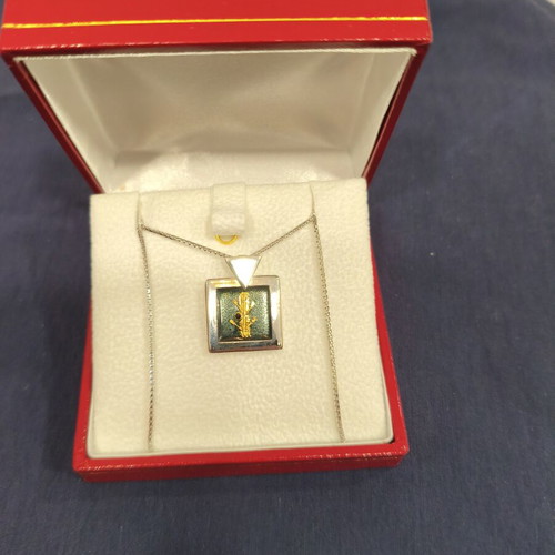 Silver gold pendant with chain like new, 950 silver, 24K gold