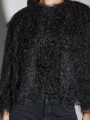 Someday Black Statement Jacket with Feather Texture New