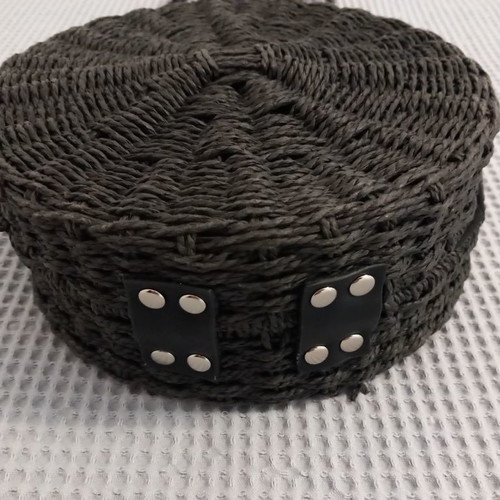 Pull & Bear round black straw bag