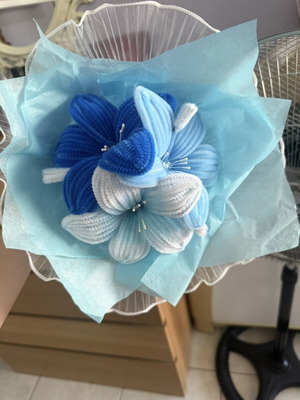 Handmade aromatic flower bouquet in blue shades
