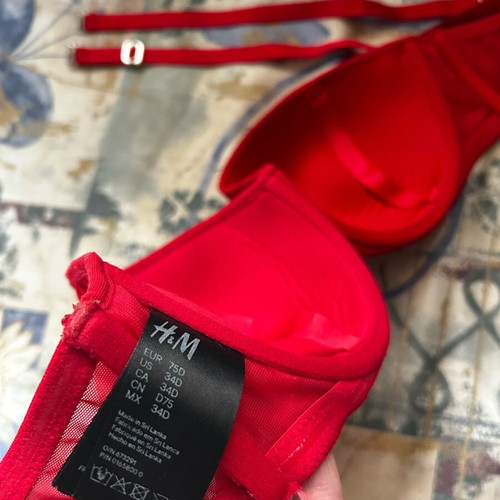 Bra 75D red with padding H&M used