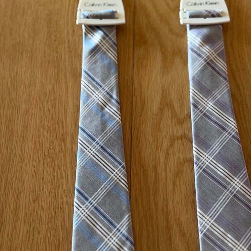 Calvin Klein ties 100% silk new, gray and blue